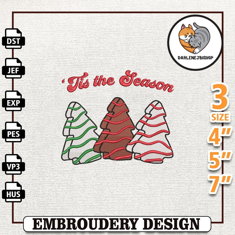 Christmas Candy Embroidery File, Christmas Tree Cake Embroidery Design, Instant Download.jpg