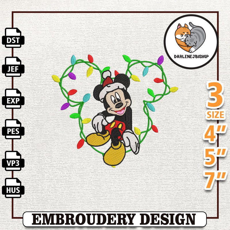 Christmas Cartoon Characters Embroidery File, Cartoon Mouse Merry Christmas Embroidery Machine File, Instant Download.jpg
