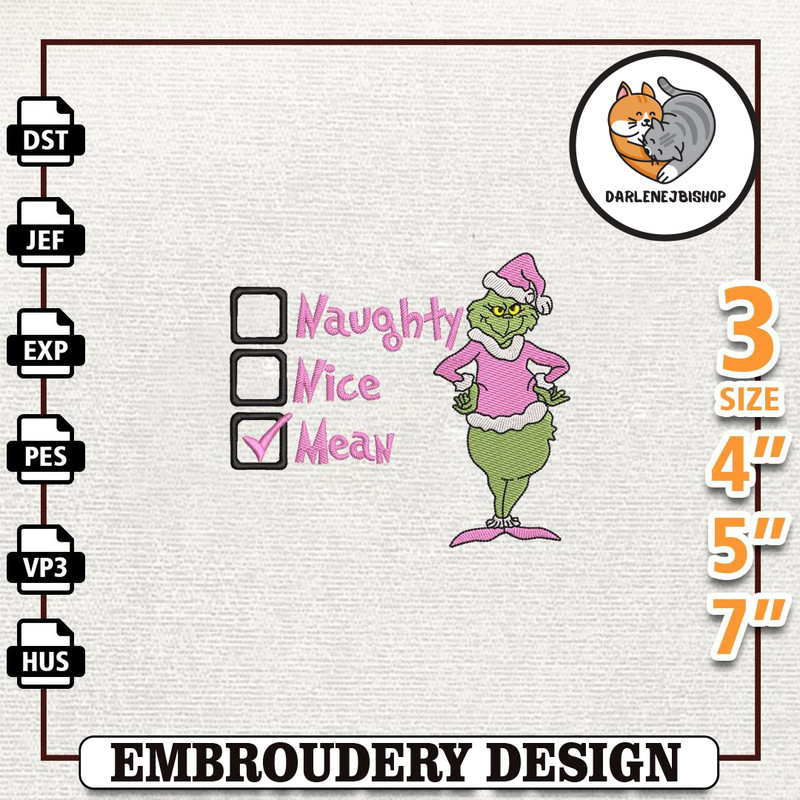 Christmas Green Monster Embroidery File, Retro Pink Christmas Embroidery Machine Design, Instant Download.jpg