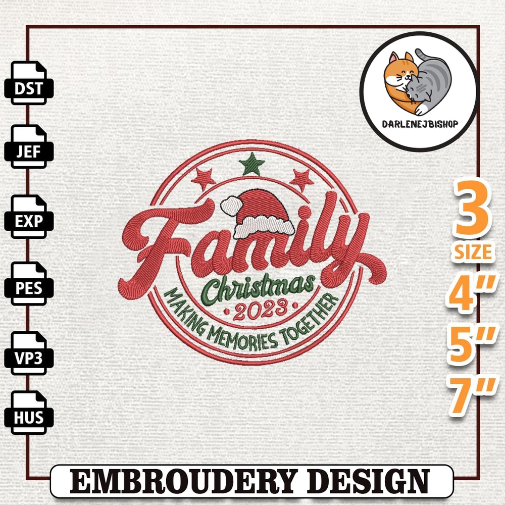 Christmas Memories Embroidery Design, Groovy Christmas Family Embroidery Machine Design, Instant Download.jpg