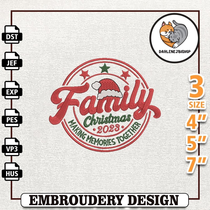 Christmas Memories Embroidery Design, Groovy Christmas Family Embroidery Machine Design, Instant Download.jpg