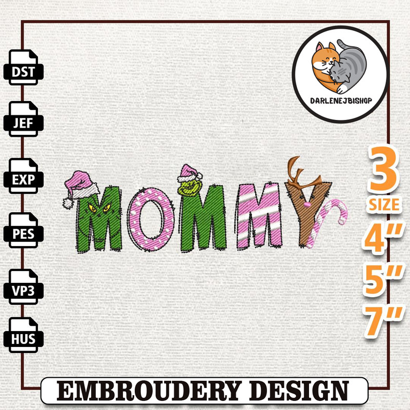 Christmas Mommy Embroidery Machine Design, Holly Jolly Mama Embroidery Design, Instant Download.jpg