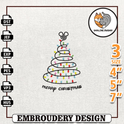 christmas mouse head embroidery design, christmas light tree embroidery machine design,embroidery design