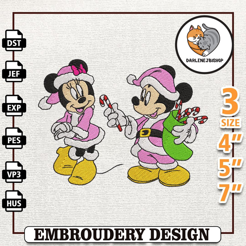 Christmas Movie Cartoon Embroidery File, Christmas Cartoon Mouse And Friends Embroidery Design, Instant Download.jpg