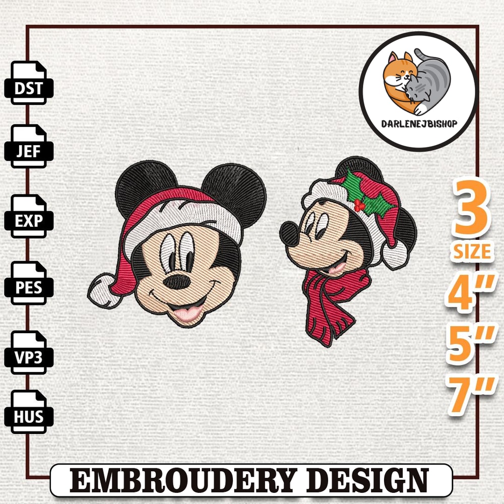Christmas Movie Embroidery File, Christmas Mouse Head Embroidery Machine Design, Instant Download.jpg