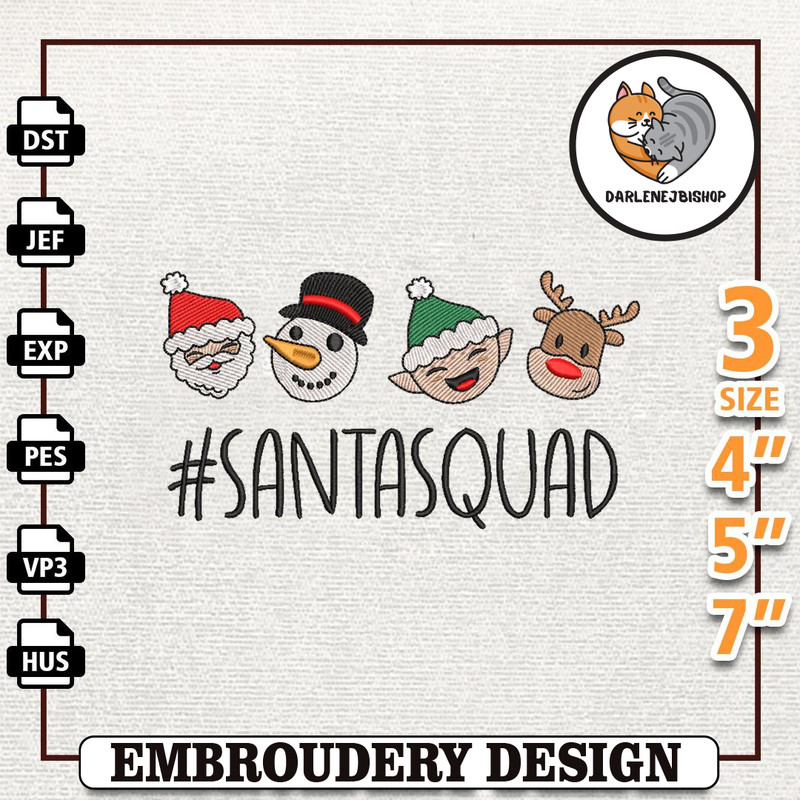 Christmas Reindeer Embroidery Design, Santa Squad Embroidery Machine Design, Instant Download.jpg