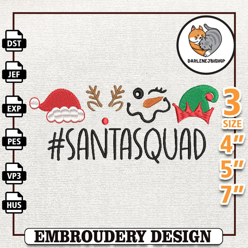 Christmas Reindeer Embroidery Machine Design, Santa Squad Embroidery Machine Design, Instant Download.jpg