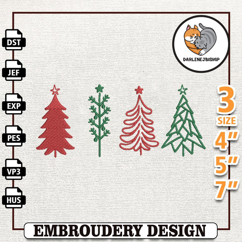 Christmas Tree Embroidery Machine Design, Bright Christmas Tree Embroidery Design, Instant Download.jpg