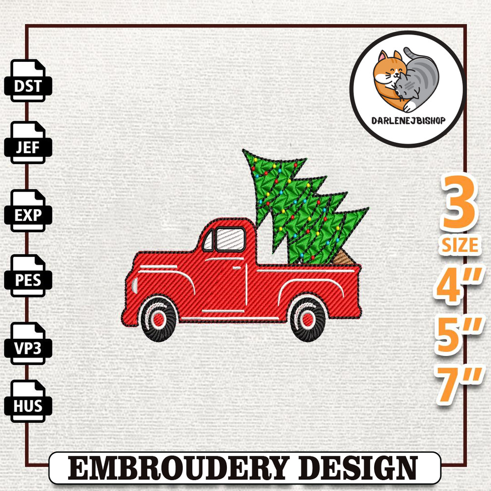 Christmas Truck Embroidery Designs, Merry Xmas Embroidery Designs, Christmas Tree Embroidery, Instant Download 1.jpg