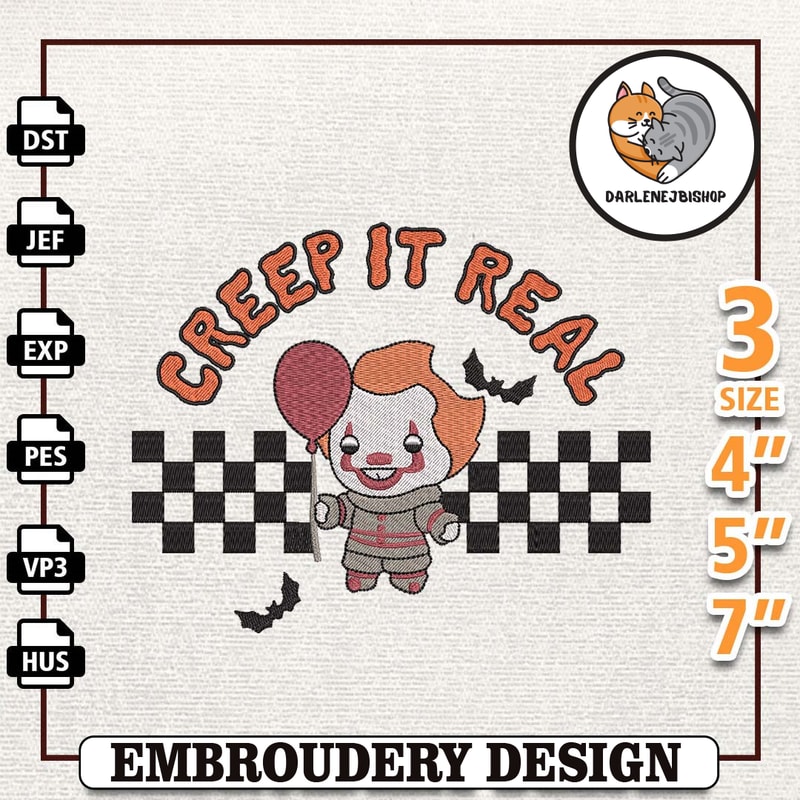Creep It Real Embroidery Design, Halloween Embroidery Design, Retro Halloween Embroidery Design, Horror Movie Embroidery.jpg