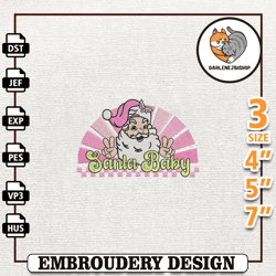 Cute Santa Baby Embroidery Machine Design, Holly Jolly Embroidery Design,Embroidery design