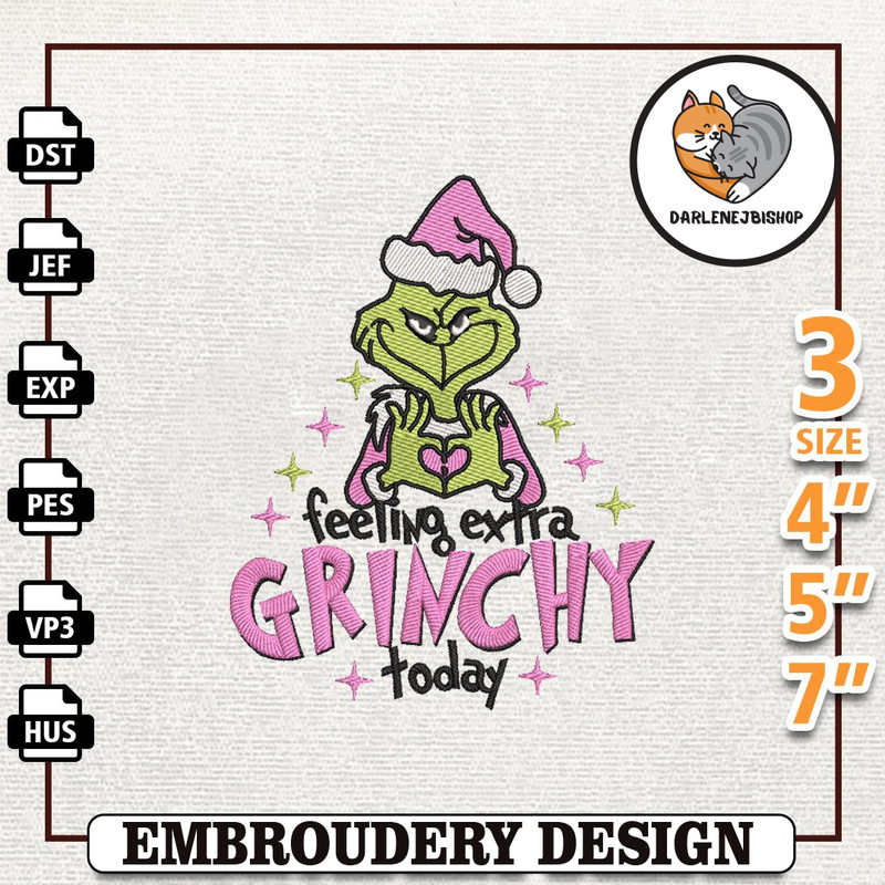 Feeling Extra Greenchy Today Embroidery Machine Design, Christmas Green Monster Embroidery Design, In My Pink Era Embroi.jpg