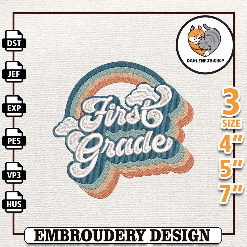 First Grade Embroidery Designs, Back To School Embroidery Designs, School Life Embroidery Design, Kindergarten Embroide.jpg