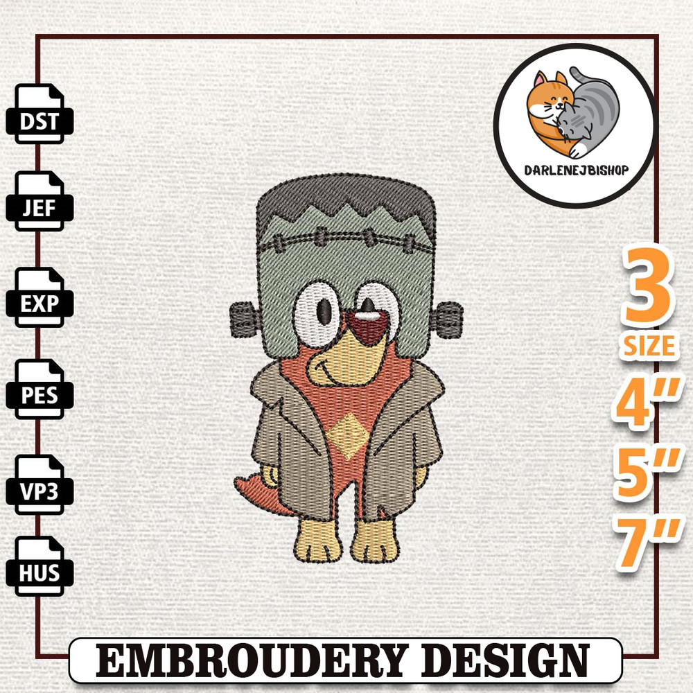 Franken Bluey Dog Halloween Embroidery Design, Happy Haloween Embroidery File, Bluey Dog Cartoon Embroidery Design, Hall.jpg