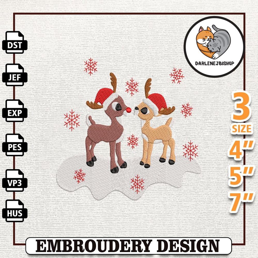 Friend Embroidery Designs, Rudolf Red Nose Embroidery, Christmas Embroidery Designs, Instant Download.jpg
