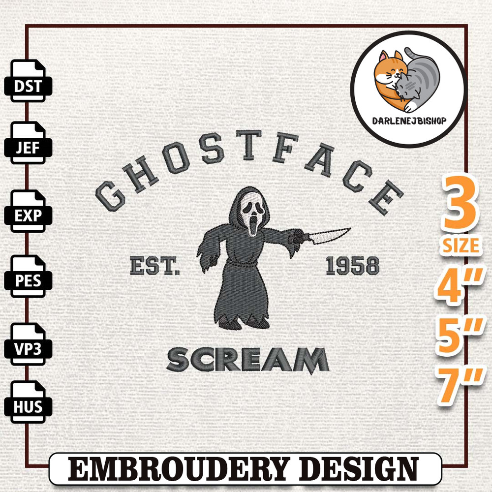 Ghost Face Craft Embroidery Design, Scary Halloween Embroidery File, Horror Scream Embroidery Machine Design, Instant Do.jpg