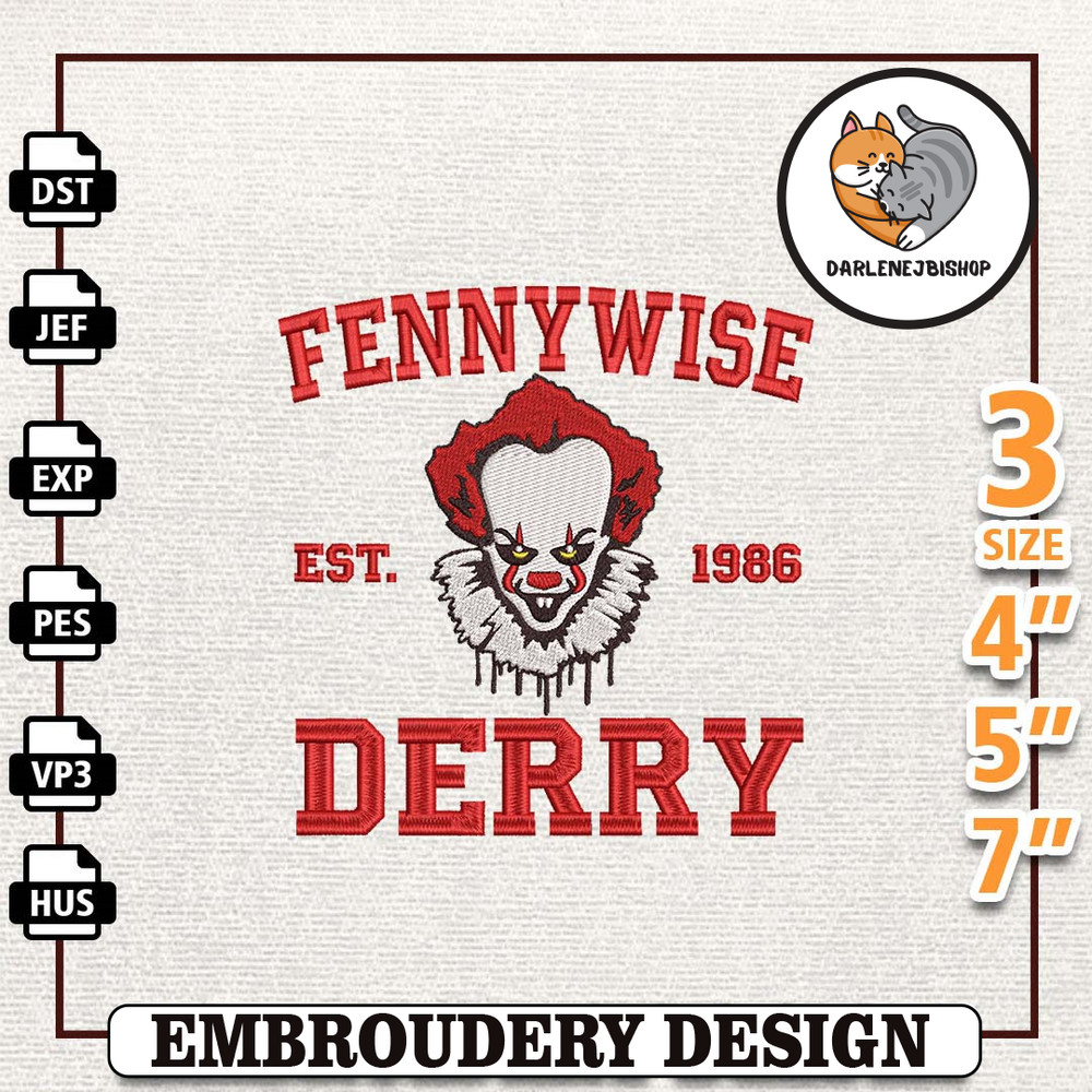 Halloween Clown Horror Halloween, Horror Killer Halloween Embroidery Design, Scary Halloween Movie Embroidery Machine F.jpg