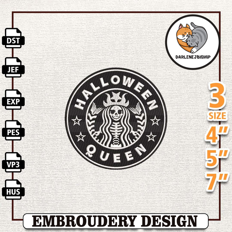Halloween Movie Cup Embroidery Design, Instant Download, Halloween Queen Embroidery Design, Skeleton Coffee Embroidery F.jpg