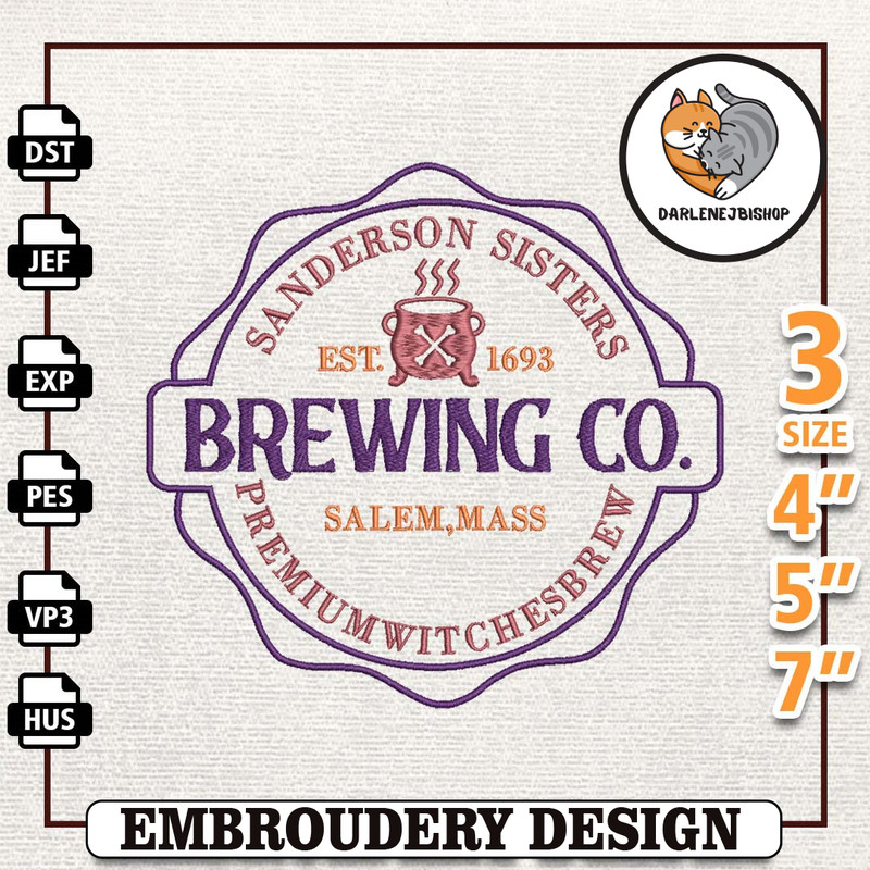 Halloween Witch Characters Embroidery Design, Brewing Witches 1693 Halloween Witch Sister Embroidery Machine Design, Ins 1.jpg