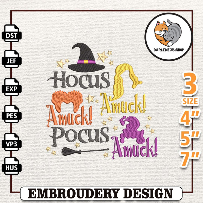 Halloween Witch Sister Embroidery Design, Witches Halloween Witch Characters Embroidery Machine Design, 3 Sizes, Format.jpg