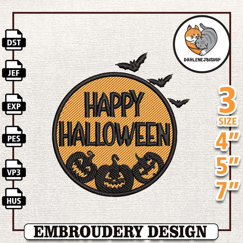 Happy Halloween Embroidery Design, Howdy Pumpkin Horror Halloween Embroidery Machine Design, Retro Pumpkin Embroidery De.jpg