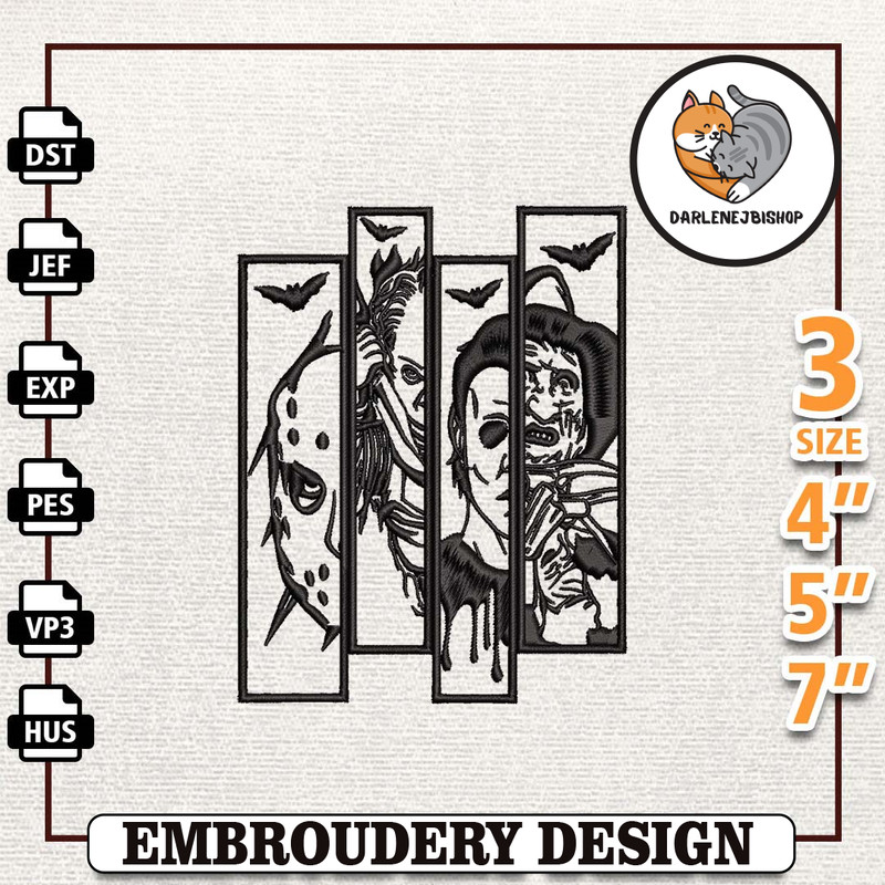 Happy Halloween Embroidery File, Halloween Friends Craft Embroidery File, Instant Download, Horror Movie Characters Embr.jpg