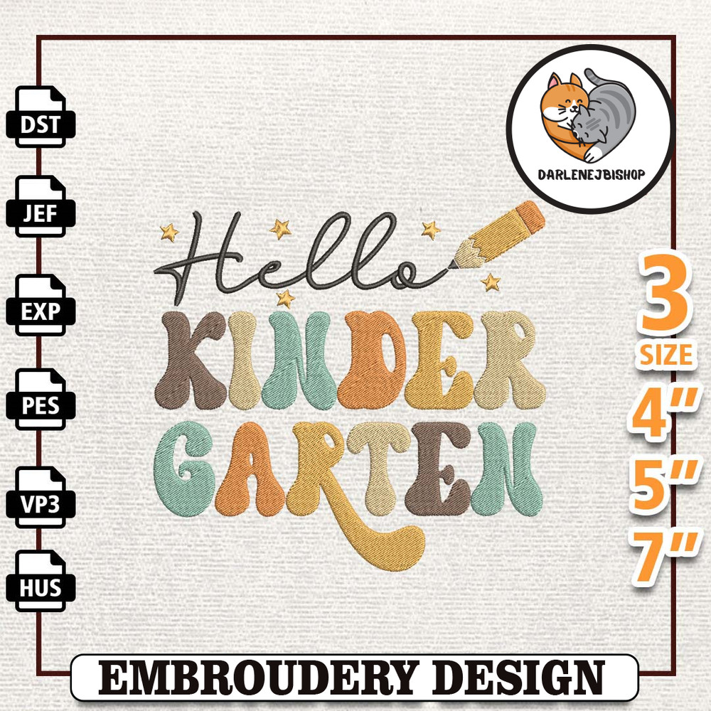 Hello Kindergarten School Embroidery Designs, Back To School Embroidery Designs, School Embroidery Design,Kindergarten.jpg