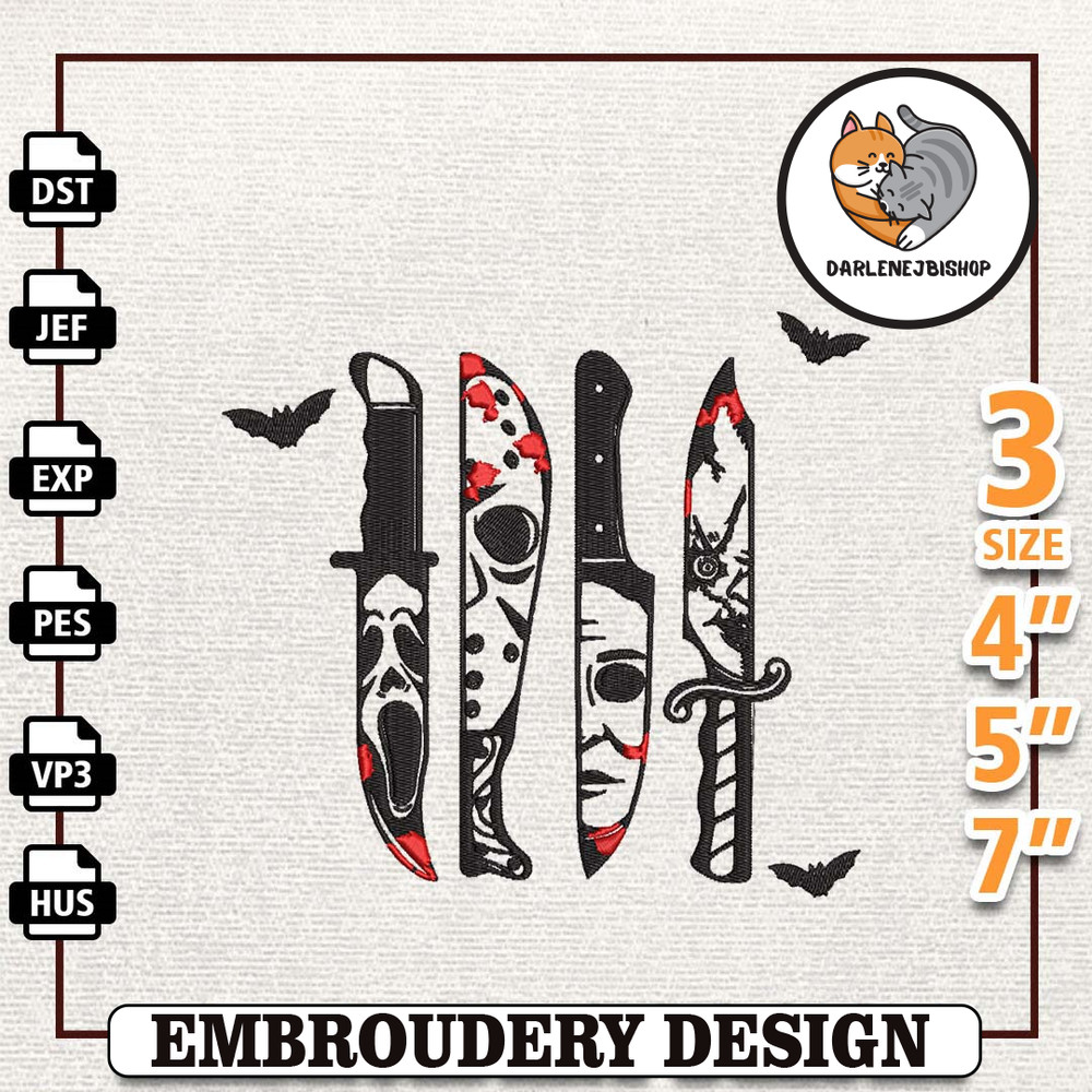 Horror Movie Characters In Knives Embroidery Design, Happy Halloween Embroidery Design, Retro Trendy Fall Autumn Embroid.jpg