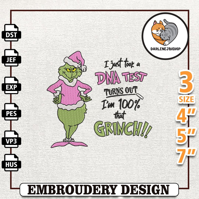 I'm 100 That Greench Embroidery Design, Christmas Green Monster Embroidery Design, Retro Pink Christmas Embroidery File,.jpg