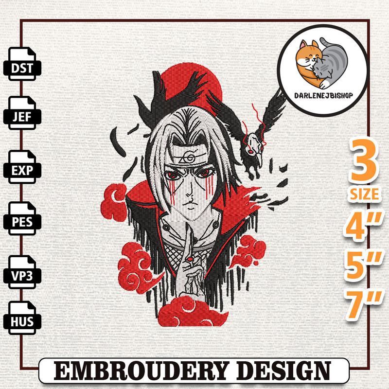 Itachi Anime Design, Anime Embroidery Design, Anime Machine Embroidery Design, Gift For Anime Fan, Instant Download 1.jpg