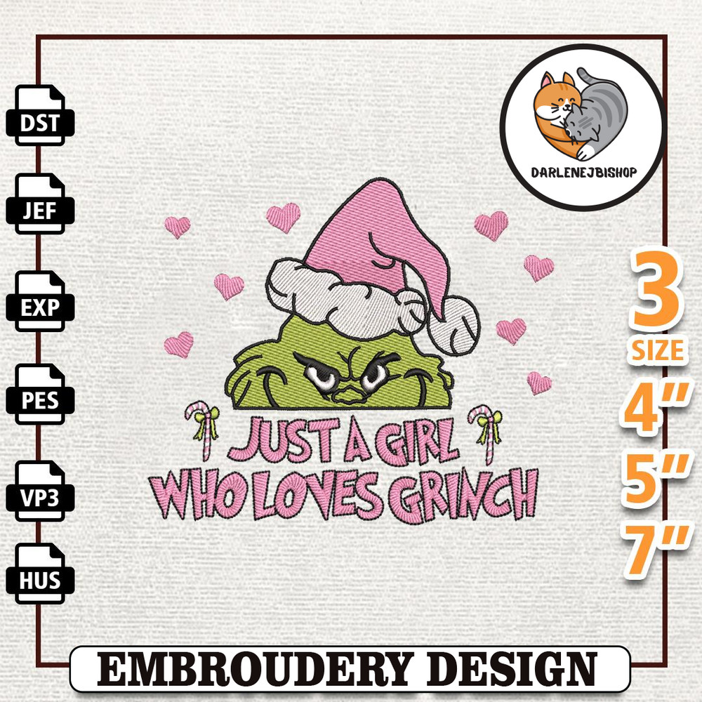 Just A Girl Who Loves Greench Embroidery Machine Design, Christmas Green Monster Embroidery Design, In My Pink Era Embro.jpg