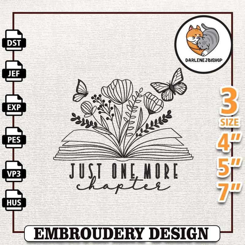 Just One More Chapter Embroidery, Back to School Embroidery, School Embroidery, First Day Of School, School Sublimation.jpg