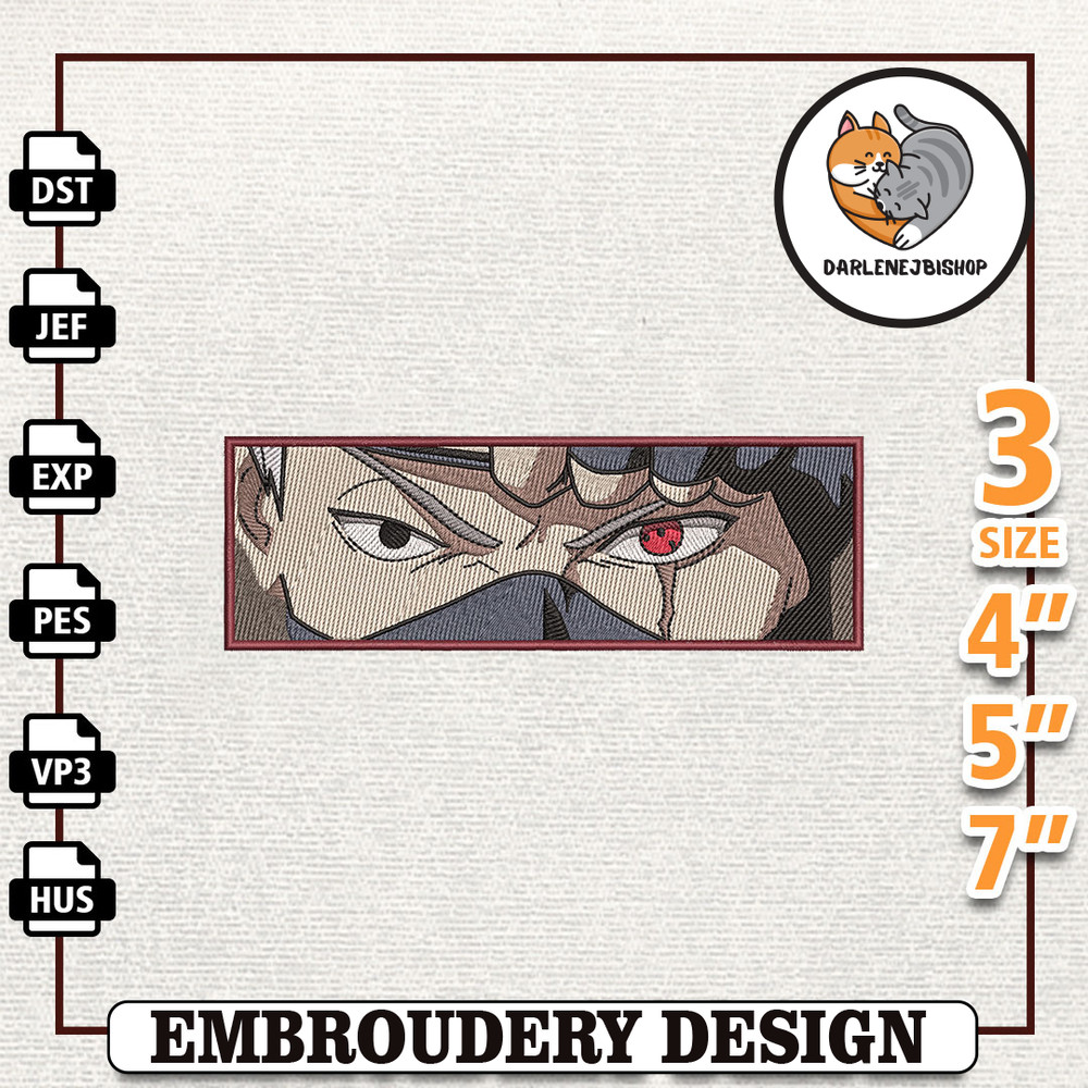 Kakashi Anime Design, Anime Embroidery Design, Anime Machine Embroidery Design, Gift For Anime Fan, Instant Download 1.jpg