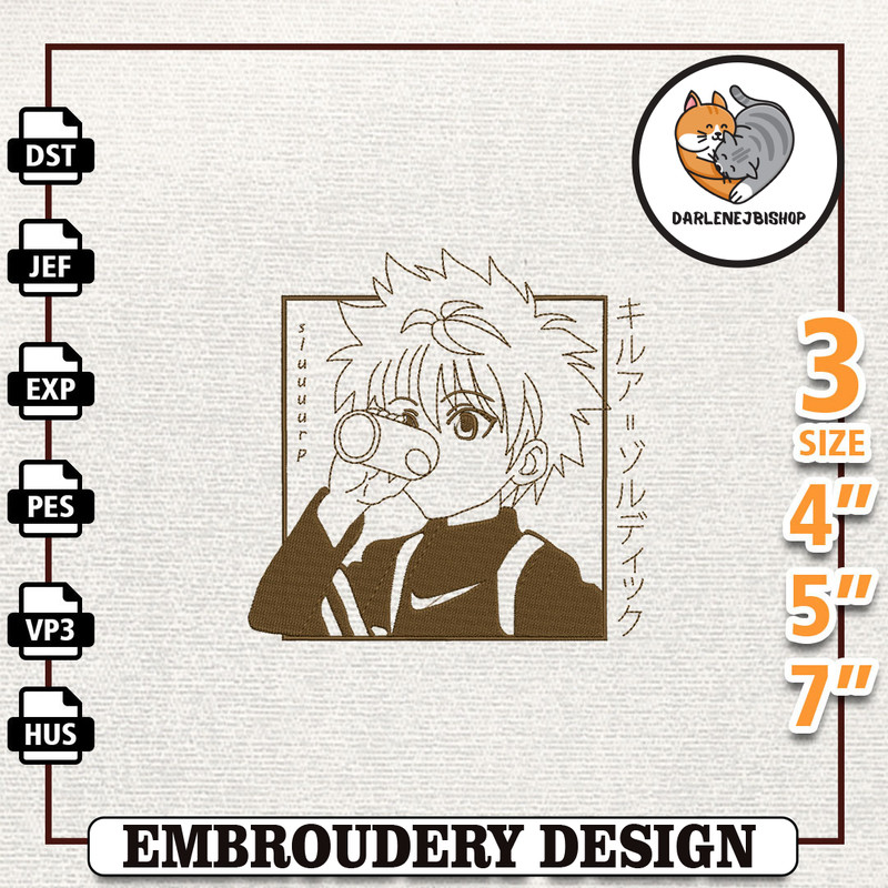 Killua Anime Design, Anime Embroidery Design, Anime Machine Embroidery Design, Gift For Anime Fan, Instant Download 1.jpg