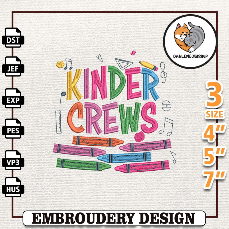 Kinder Crews Embroidery, Back to School Embroidery, School Embroidery, First Day Of School, School Sublimation, School.jpg