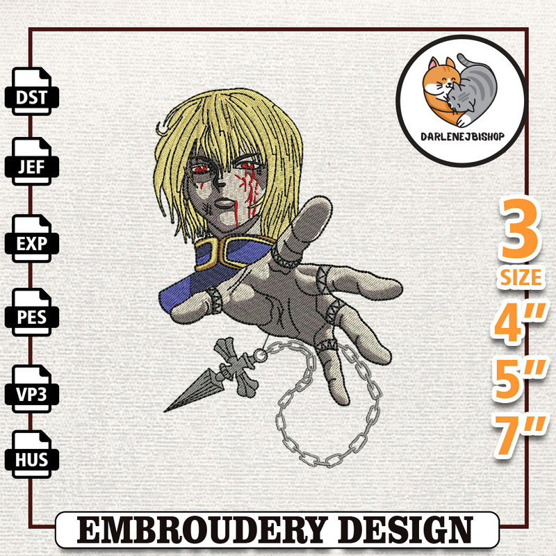 Kurapika Anime Design, Anime Embroidery Design, Anime Machine Embroidery Design, Gift For Anime Fan, Instant Download.jpg