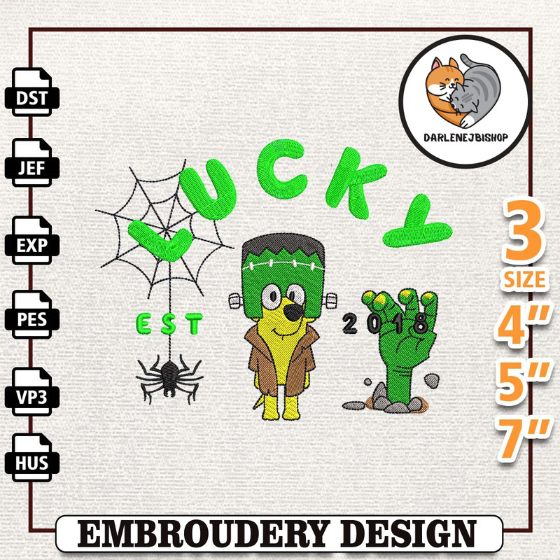Lucky EST 2018 Halloween Embroidery Design, Happy Haloween Embroidery File, Blue Dog Cartoon Embroidery Design, Hallowe.jpg