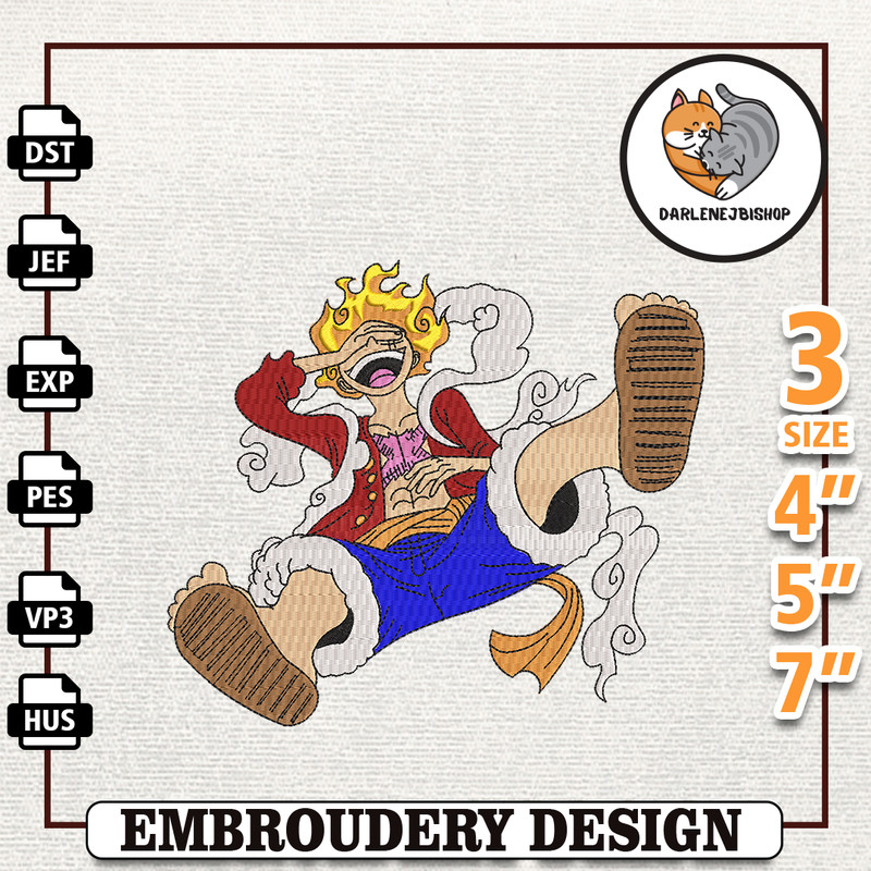 Luffy Gear 5 One Piece, Anime Embroidery Design, Anime Machine Embroidery Design, Gift For Anime Fan, Instant Download.jpg