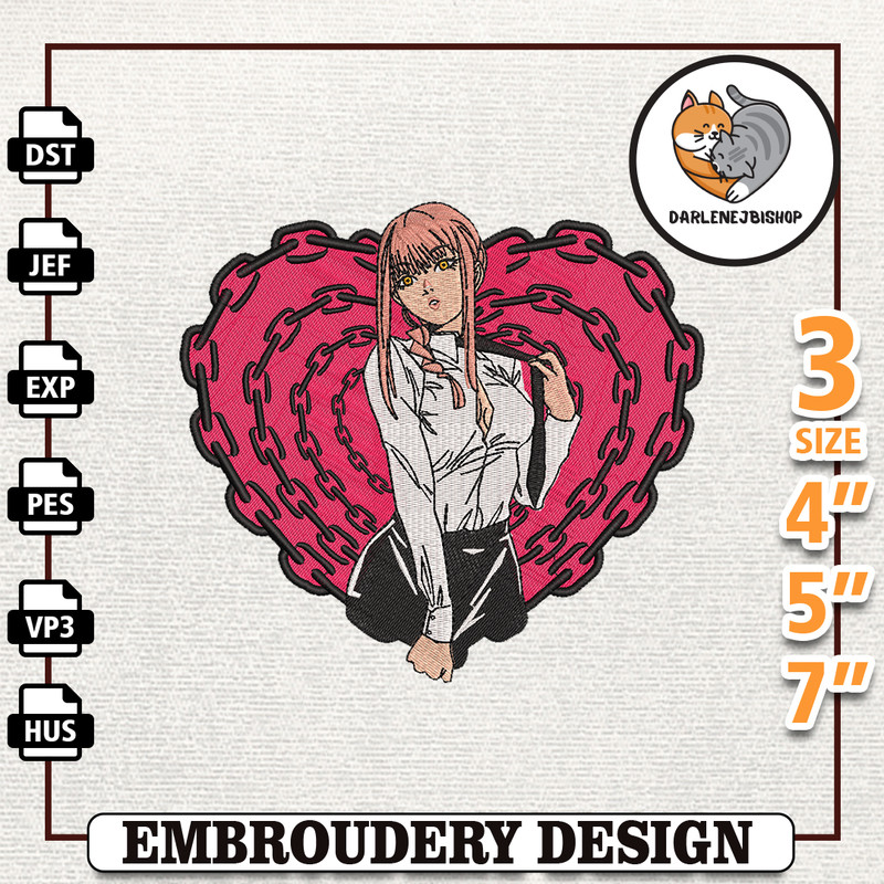 Makima Chainsaw Man, Anime Embroidery Design, Anime Machine Embroidery Design, Gift For Anime Fan, Instant Download.jpg