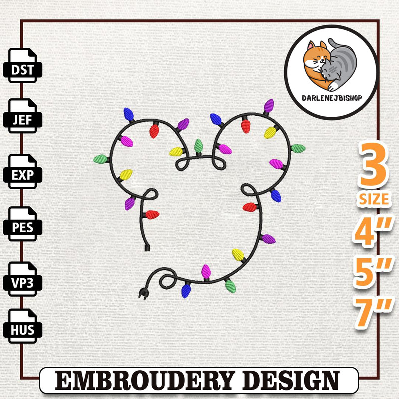 Merry Christmas Embroidery File, Christmas Cartoon Mouse Embroidery Design, Instant Download.jpg