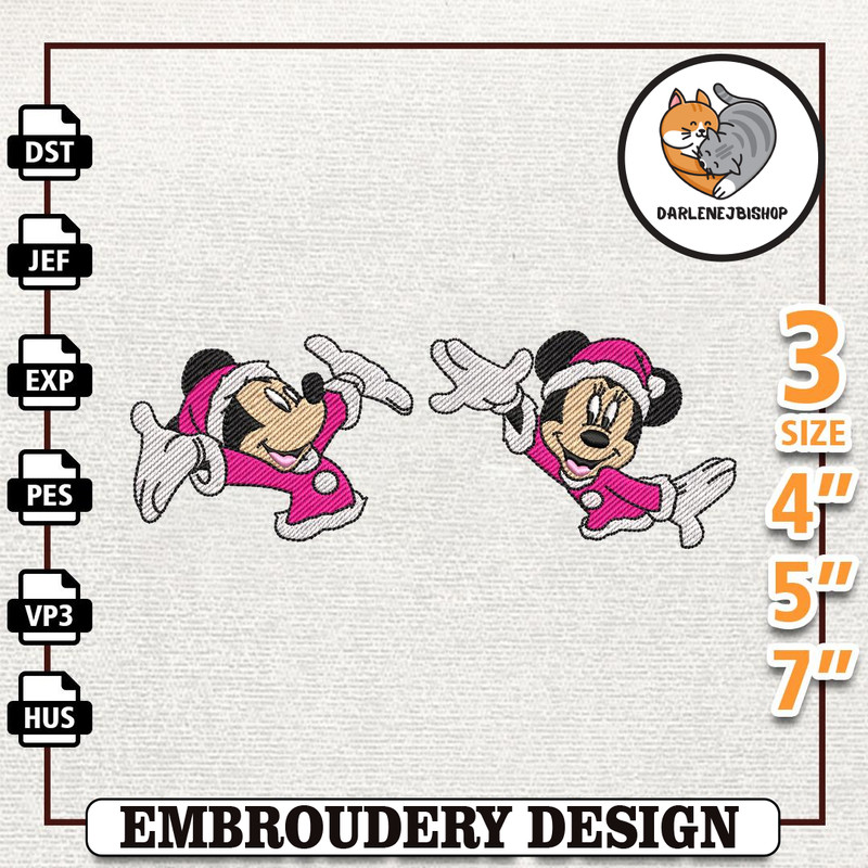 Movie Cartoon Mouse Embroidery Design, Retro Pink Christmas Movie Embroidery Design, Instant Download.jpg