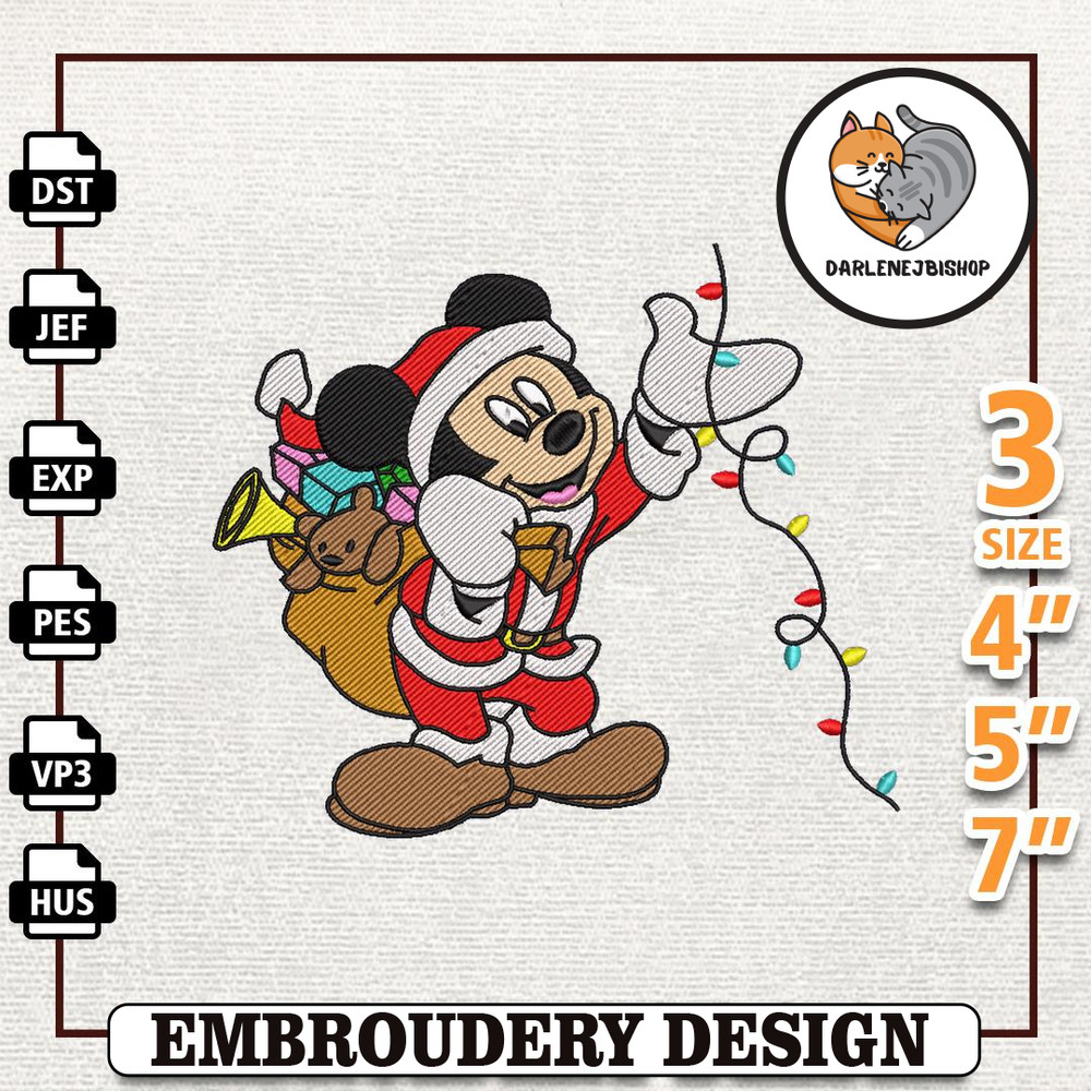 Movie Embroidery File, Merry Christmas Embroidery Machine File, Christmas Cartoon Mouse Embroidery File,Instant Download.jpg