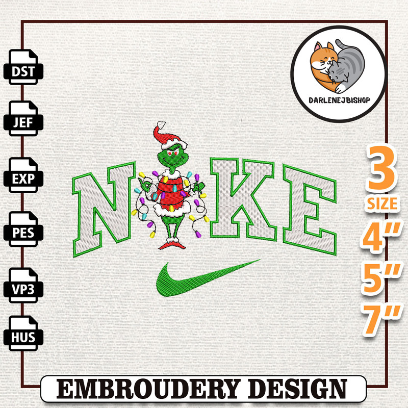 NIKE Christmas Embroidery Design, Christmas Grinch Embroidery Design, NIKE Embroidery Design, Instant Download 1.jpg
