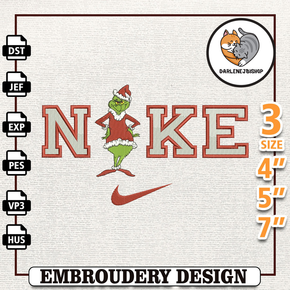 NIKE Christmas Embroidery Design, Christmas Grinch Embroidery Design, NIKE Embroidery Design, Instant Download 2.jpg