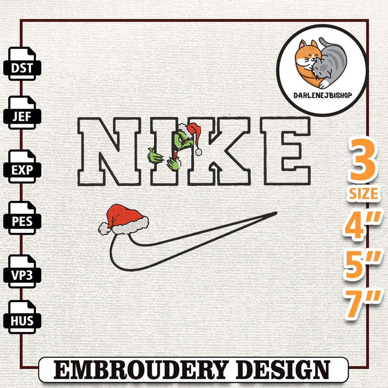 NIKE Christmas Embroidery Design, Christmas Grinch Embroidery Design, NIKE Embroidery Design, Instant Download.jpg