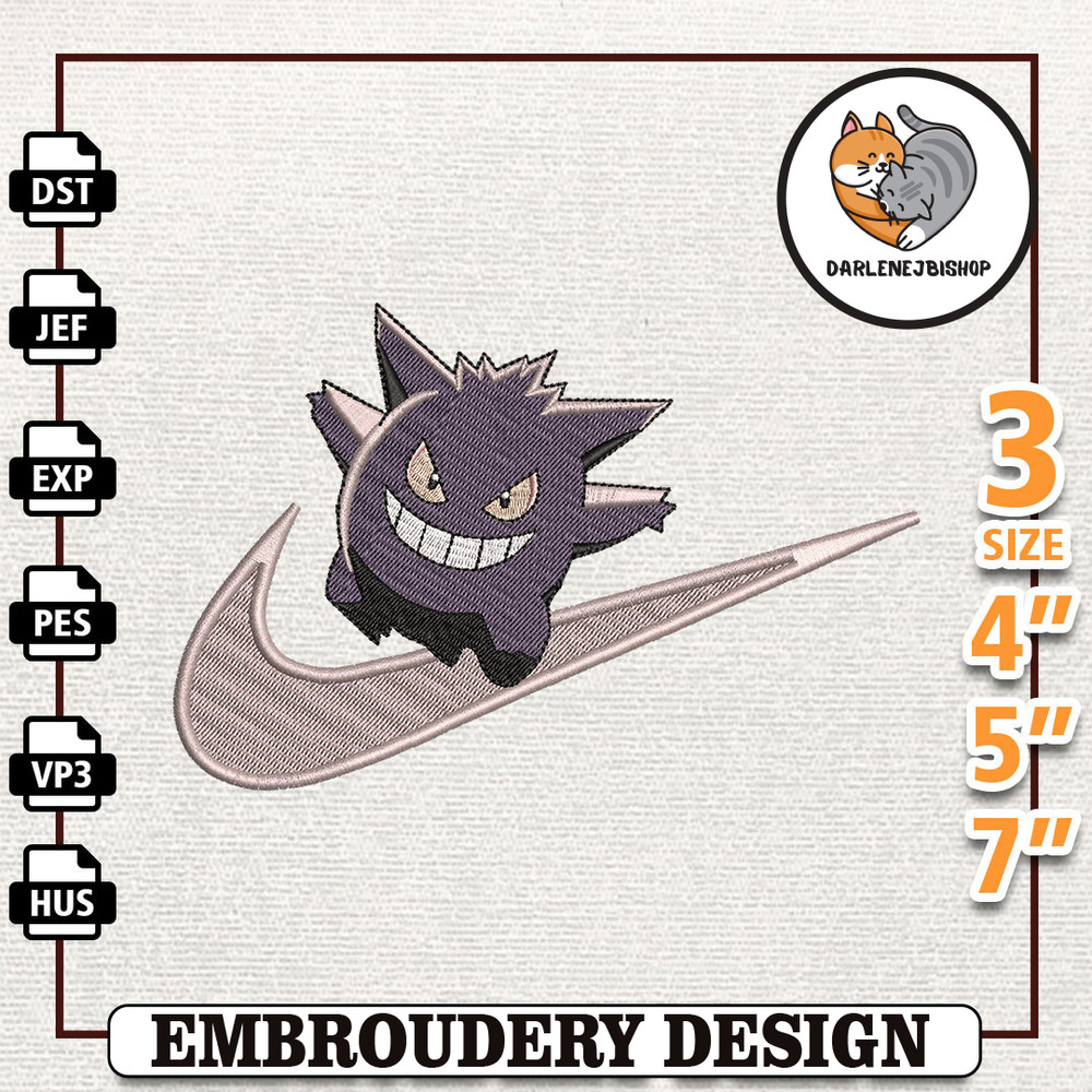 Nike Gengar Anime Embroidery Design, Nike Anime Embroidery Design, Best Anime Embroidery Design, Instant Download.jpg
