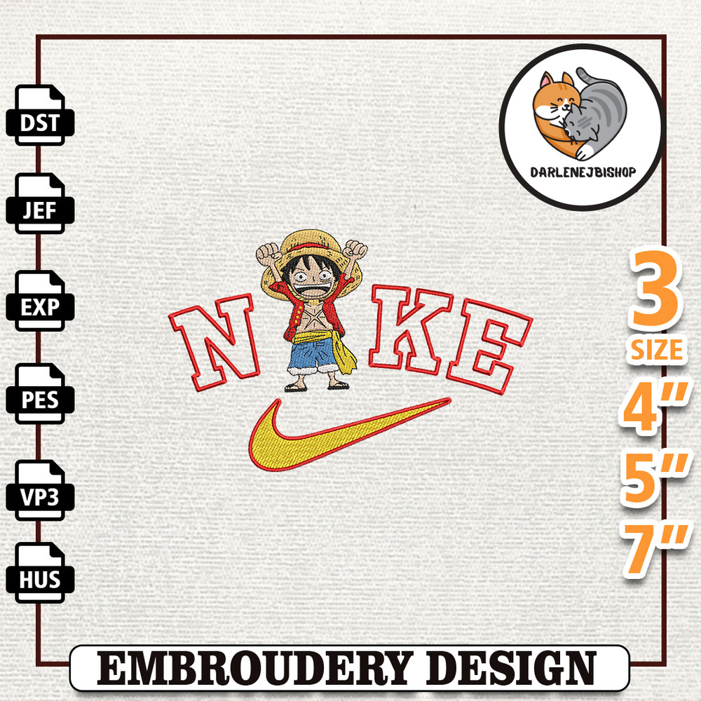 Nike Luffy One Piece Embroidery Design, Nike Anime Embroidery Design, Best Anime Embroidery Design, Instant Download.jpg