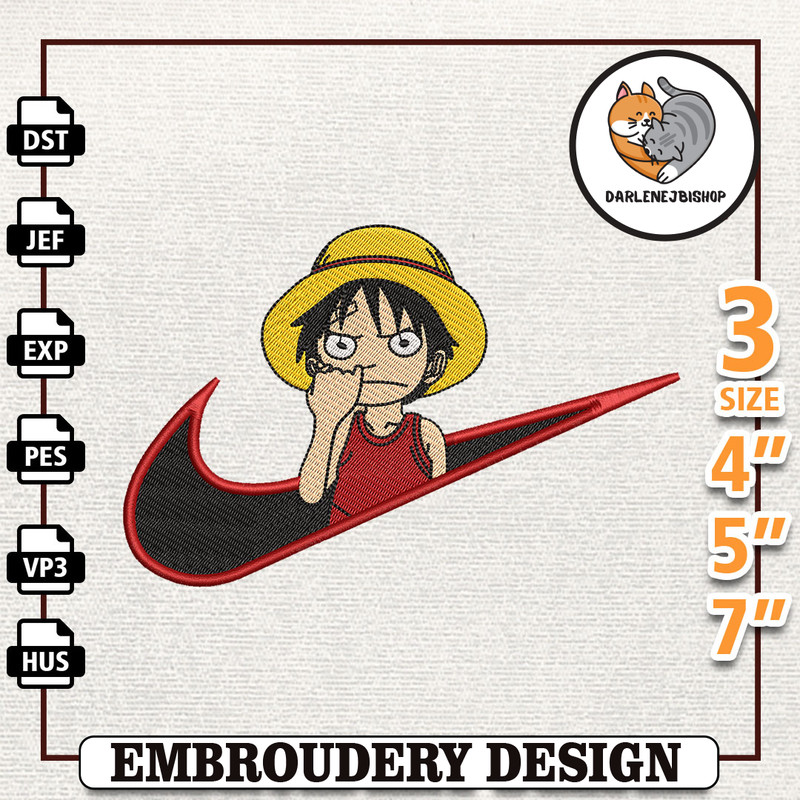 Nike Monkey D Luffy Embroidery Design, Nike Anime Embroidery Design, Best Anime Embroidery Design, Instant Download.jpg