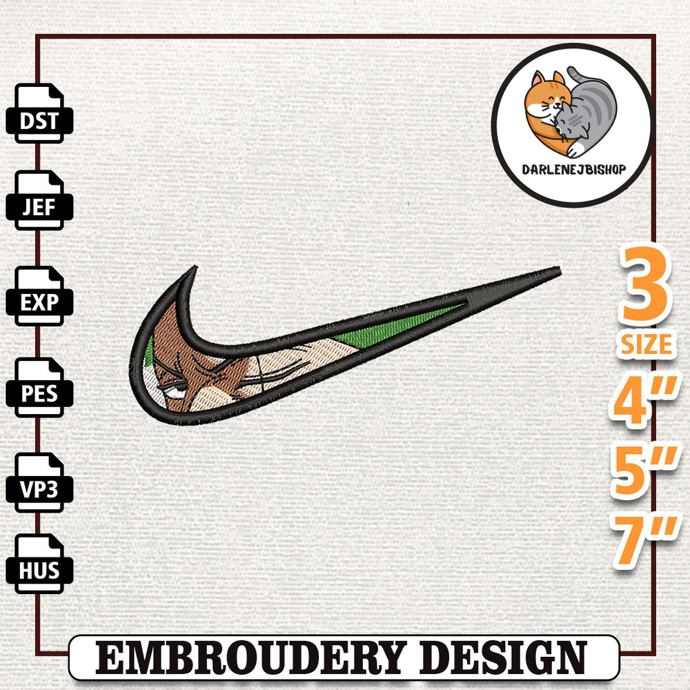 Nike Zoro Anime Embroidery Design, Nike Anime Embroidery Design, Best Anime Embroidery Design, Instant Download 4.jpg