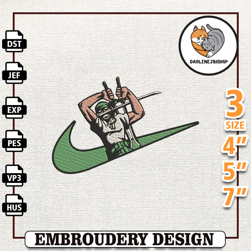 Nike Zoro One Piece Embroidery Design, Nike Anime Embroidery Design, Best Anime Embroidery Designs, Instant Download.jpg